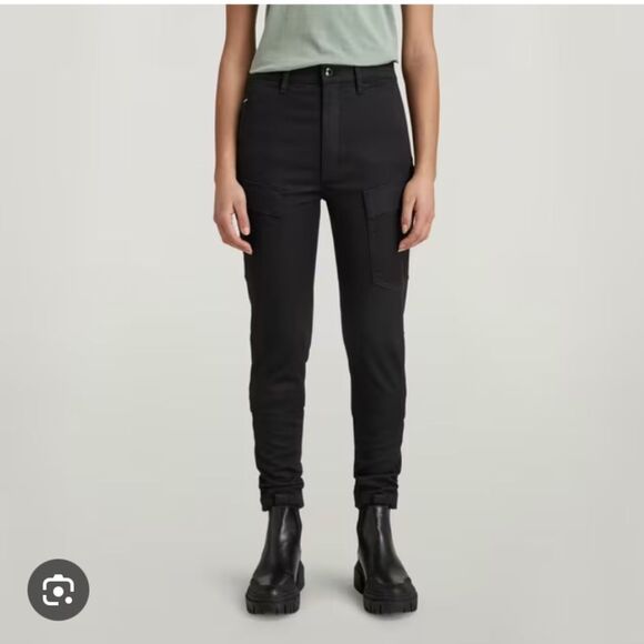 G-Star Raw Black Kafey Cargo Ultra High Skinny Zipper Pocket Denim Jeans 30 x 30 - Picture 1 of 11